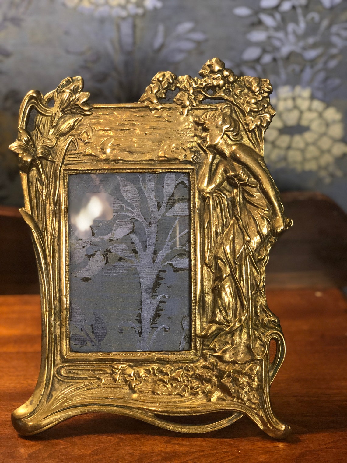 Art Nouveau Brass Photo Frame Ornate Brass Picture Frame Etsy