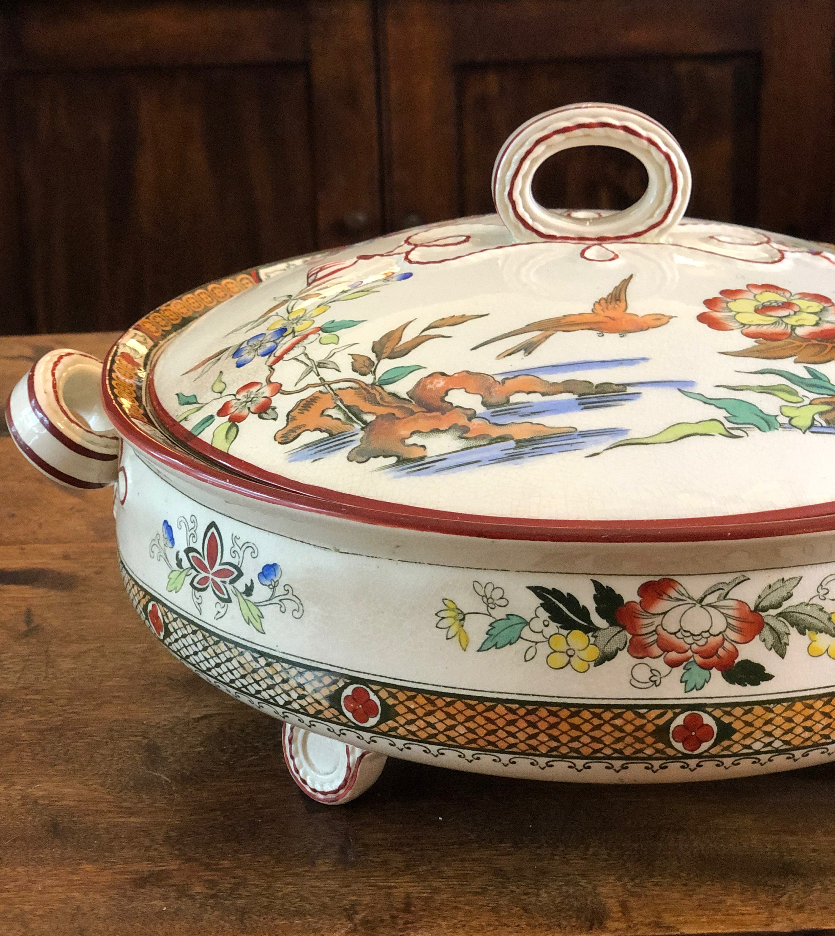 Serving Dish Lid Shallow Interior Bowl Oriental Ivory Etsy Canada