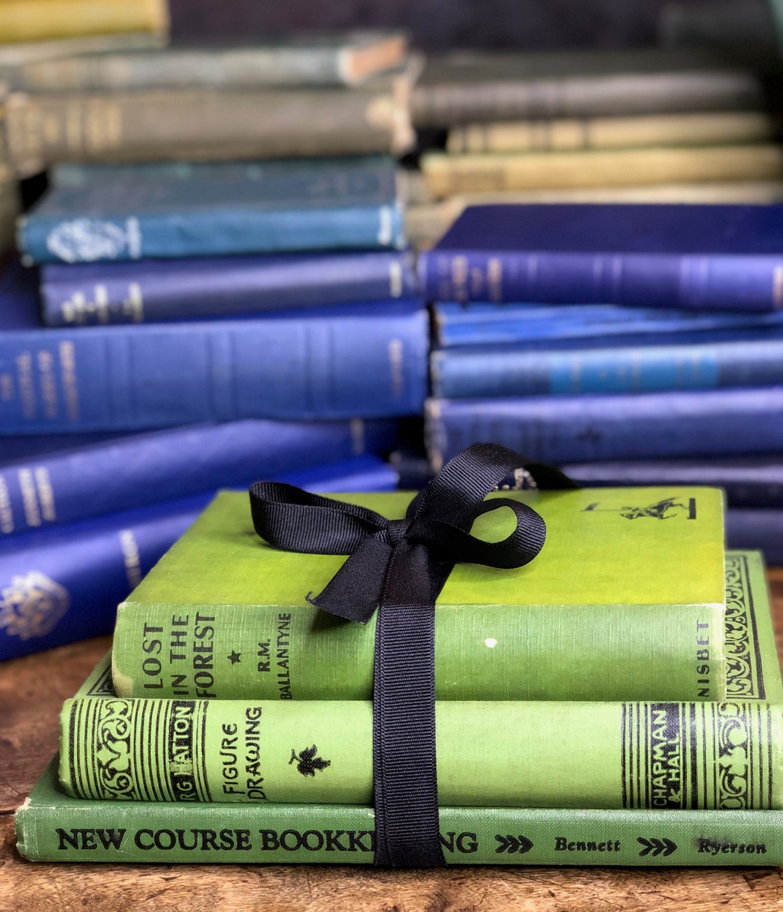 Green Book Bundle Set of Three Emerald Green Book Stack Etsy