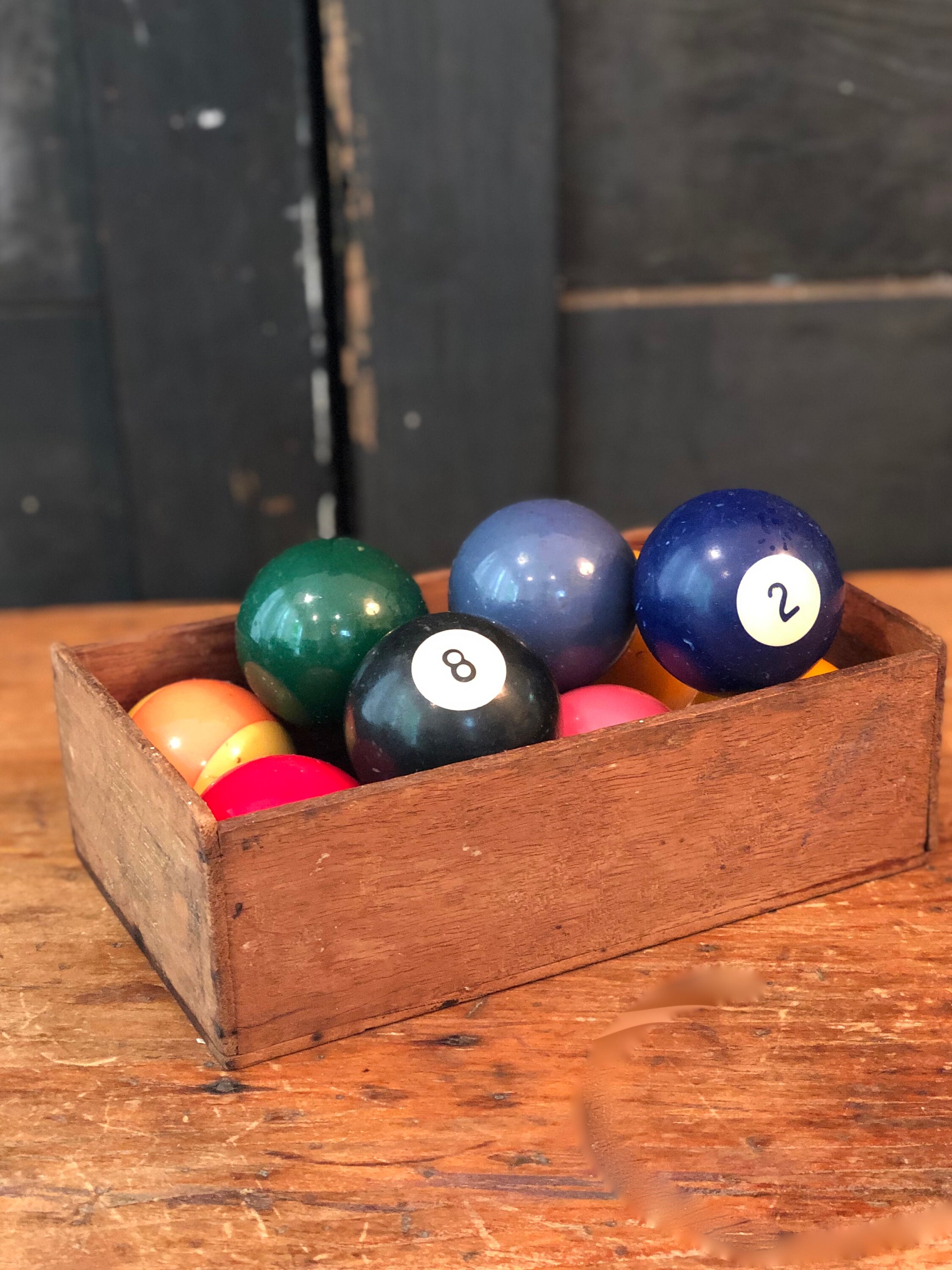 Vintage Billiard Balls and Wood Display Box Set of 10 Etsy