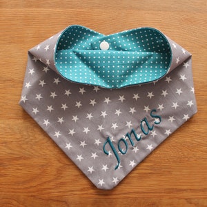 Scarf for children grey stars petrol personalized with name / children&#39;s scarf / baby scarf
