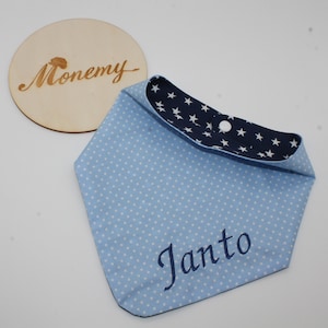 Scarf for children light blue dark blue stars personalized with name / children&#39;s scarf / baby scarf