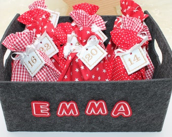 Adventskiste / Adventsbox Filz dunkelgrau mit Namen personalisiert / Kiste für Adventskalender
