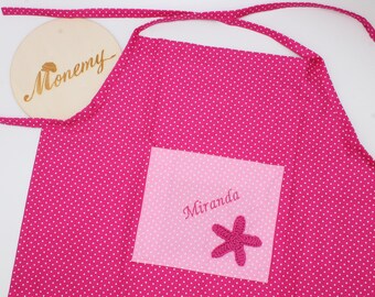 Children's apron pink star personalized with name / apron for children / cooking apron / baking apron