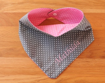 Foulard pour enfants gris rose personnalisé avec nom / foulard pour enfants / foulard pour bébé