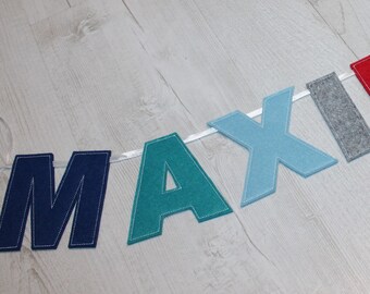 Guirlande de lettres prénom couleur au choix grande / chaîne prénom / décoration chambre enfant / alphabet rentrée scolaire