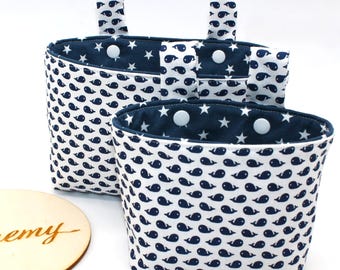 Sacoche de guidon baleines bleu blanc / sac de scooter / sac de vélo / sac de tricycle / sac de draisienne