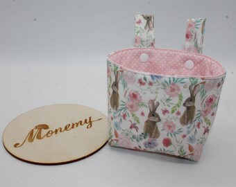 Handlebar bag rabbits flowers pink / scooter bag / bicycle bag / tricycle bag / balance bike bag