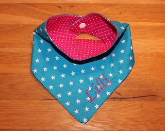 Scarf for children turquoise stars pink personalized with name / children's scarf / baby scarf