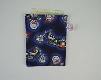 Insert case for the motorcycle vehicle registration document on blue