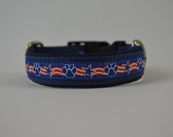 Dog collar 35 x 2.5 cm Paws Stars and Stripes