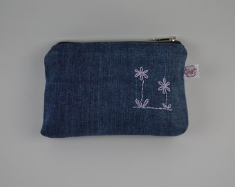 Petit sac en jean fleurs violettes