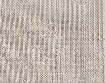Decorative fabric Amar by Swafing anchor and stripes white beige