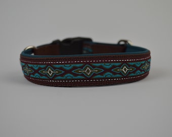 Hunde-Halsband 49 x 3 cm Ornamente auf Petrol