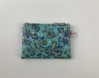 Petit sac en liège fleurs sur bleu