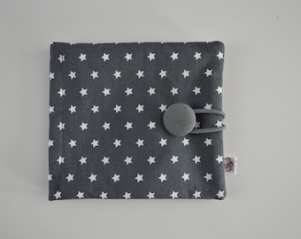 Small knitting needle bag short stars on gray