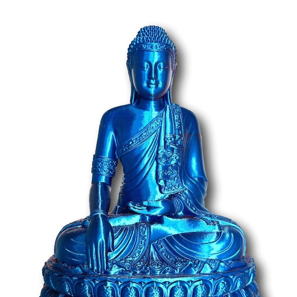 Multicoloured Thai Buddha Statue - Made In Australia Eco-friendly - Blue & Red Handmade Spiritual Buddhist Home Decor Yoga Art Mindfulness