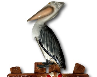 Pelican Welcome Sign Wall Art - Handmade Metal Art - Nautical Beach Ocean Bird Home Garden Outdoor Front Door Decor