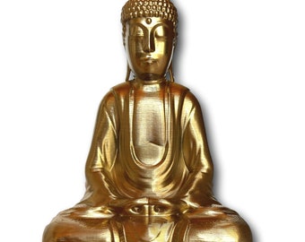 Chrom Gold Buddha Statue - Made in Australia und umweltfreundlich handgemacht spirituell buddhistisch Home Dekor Yoga Studio Kunst Mandir Zen Achtsamkeit