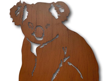 Rustieke muurkunst koala / tuinkunst - lasergesneden metaalkunst, Australië Home Outdoor Decor buideldier kunst L 49 cm x b 41 cm 19,3 in x 16 in