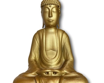 Mattgold Buddha Statue - Made in Australia und umweltfreundlich, handgemachte spirituelle buddhistische Wohnkultur Yoga Studio Kunst Mandir Zen Achtsamkeit