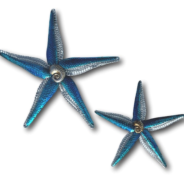 Starfish Pair Ocean Wall Art Set Handmade Metal Art Coastal Nautical Sea Beach House Salt Water Unique Home Patio Garden Deck Outdoor Decor