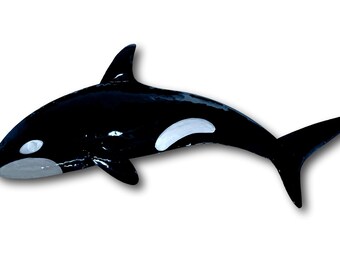 Large Orca Handmade Bali Metal Wall Art Killer Whale Nautical Ocean Sea Fish Beach House Garden Outdoor Patio Deck Home Decor 86x35cm