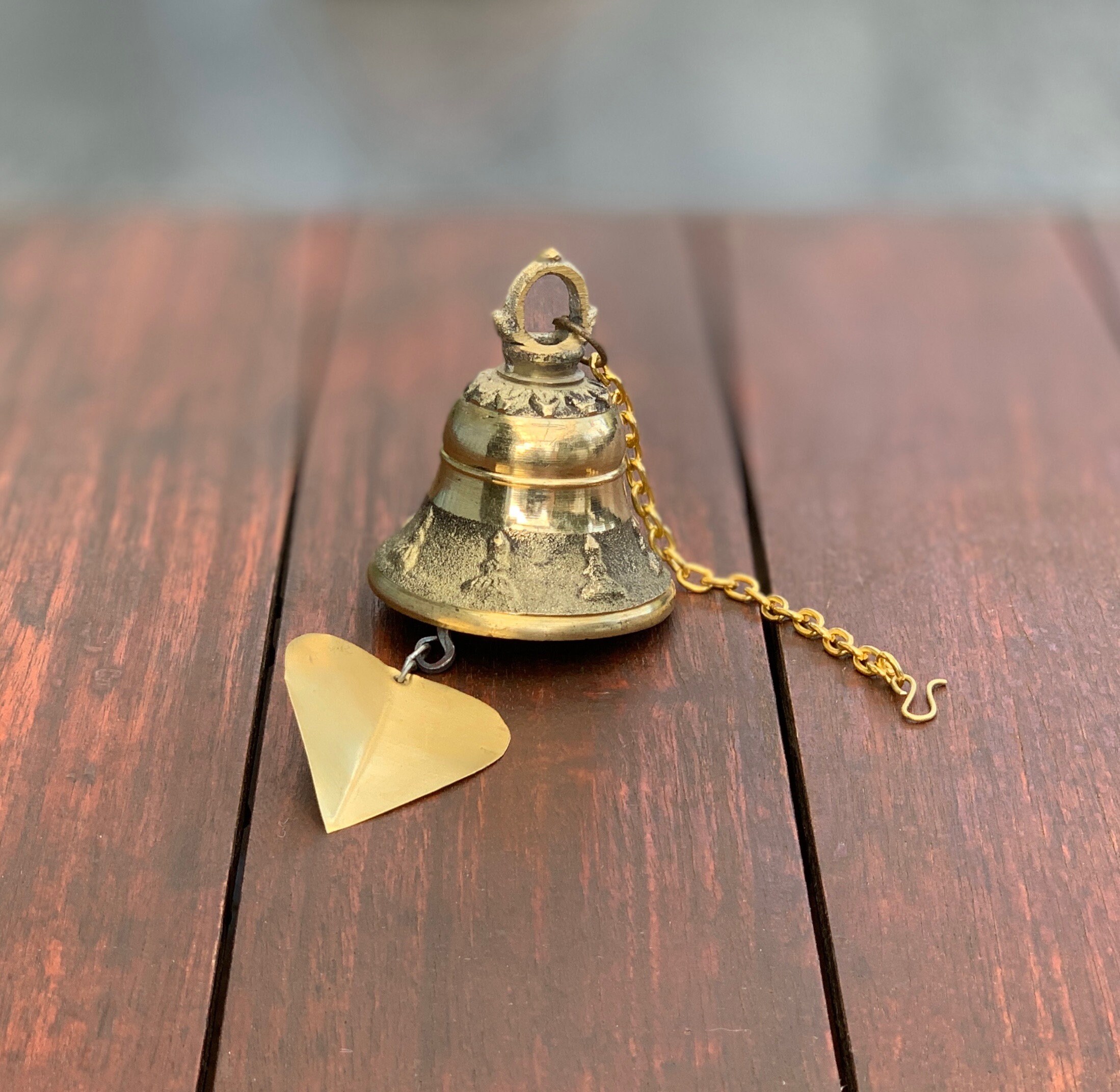 Large Gold And Brass Buddhist Bell Nepalese Wind Chime Hand Etsy