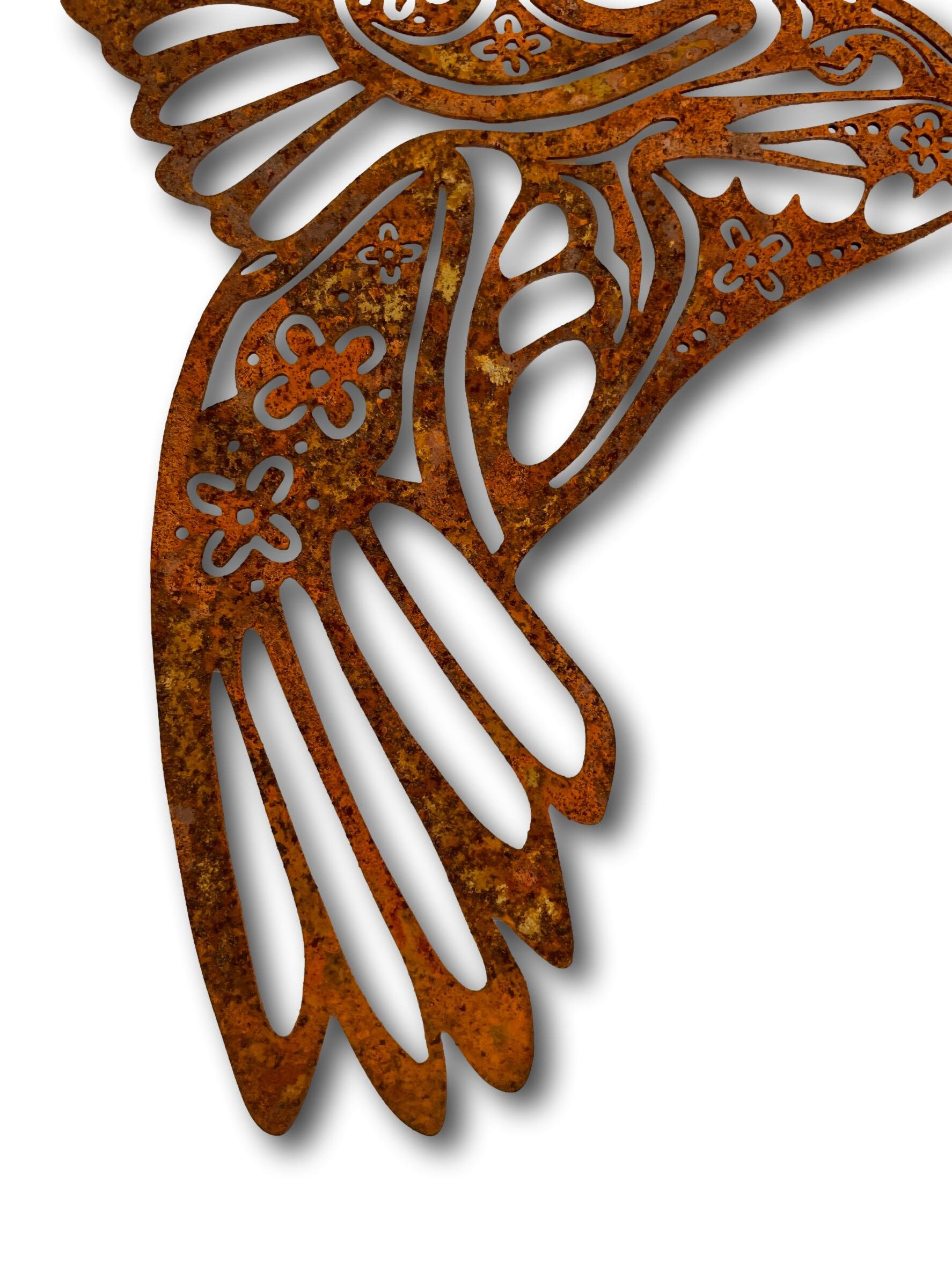Rustic Flying Hummingbird Metal Wall Art Plaque Outdoor Etsy