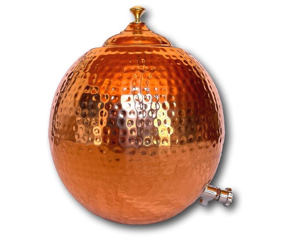 15L Ayurvedic Pure Copper Large Water Dispenser Vat Traditionally Handmade  in India Ayurveda Healthy Living Electrically Charged Water Zen 