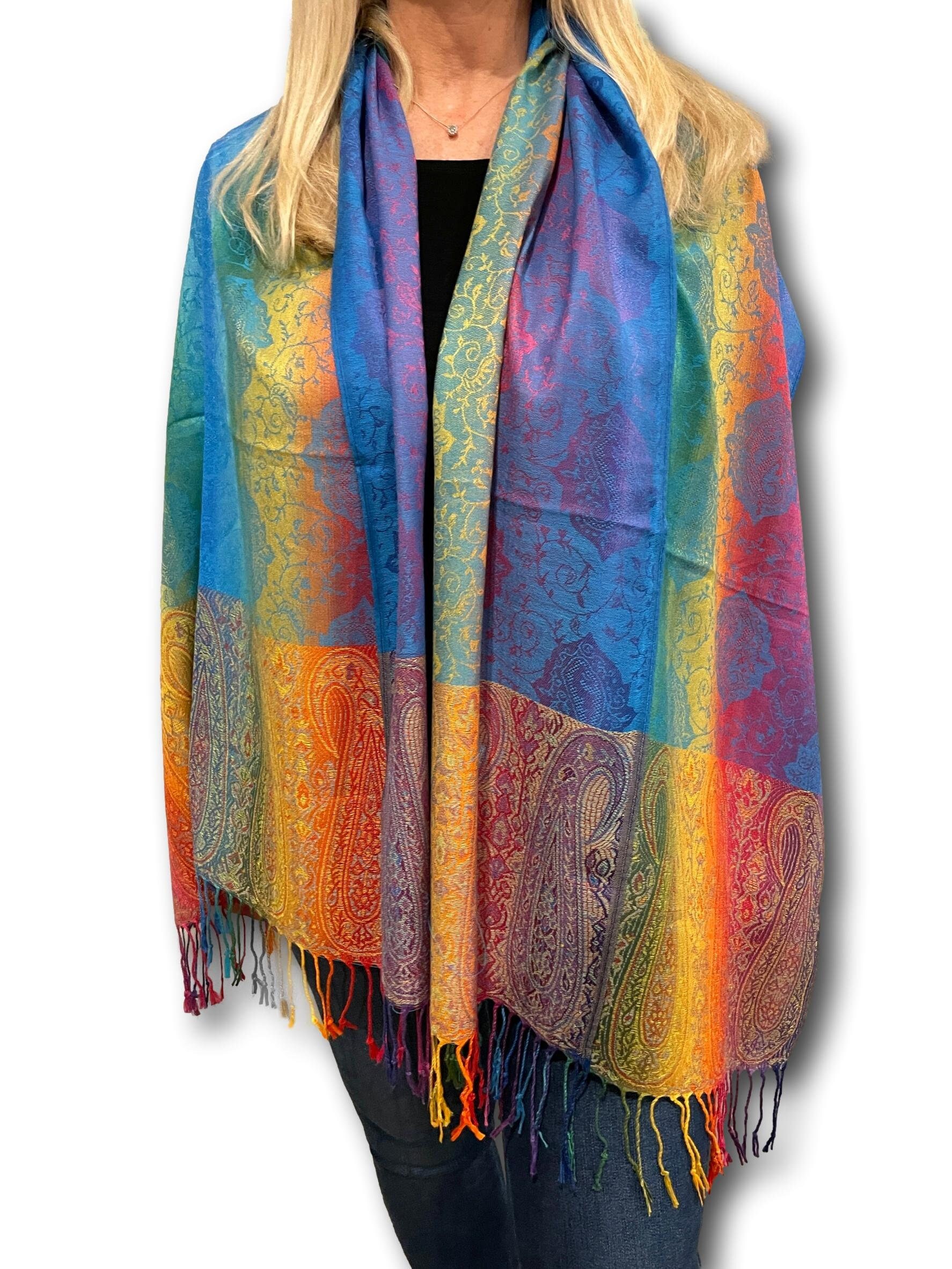Multicoloured Cashmere Pashmina Shawl Scarf Handmade in - Etsy Singapore