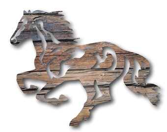 Wall Art Canvas Picture art print 055260FW Horses in Gallop On Wooden Planks Abst
