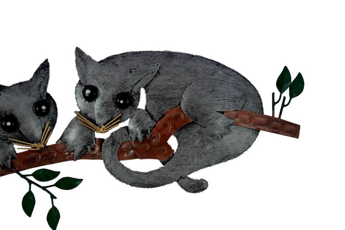 Three Possums on A Branch Wall Art Hand Made Bali Metal Art Etsy