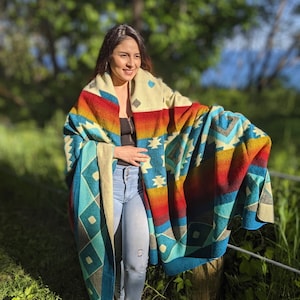 Native Americas Style Alpaca Blanket In Honey Handmade In The Andes Of Ecuador Unique Design Warm Soft Hypoallergenic Strong Quality Stylish
