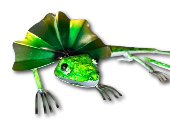 Frilled Neck Lizard Freestanding Metal Art - Handmade