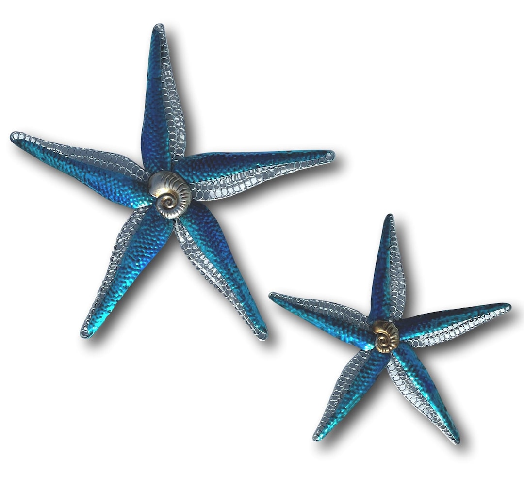 Starfish Pair Ocean Wall Art Set Handmade Metal Art Coastal Nautical ...