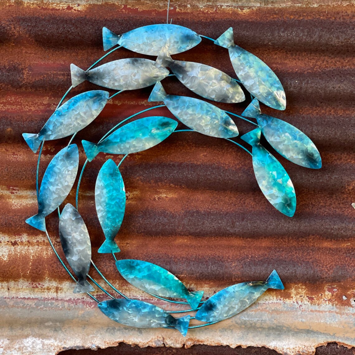 Under the Sea Shiny Fish Shoal Wall Art Handmade Metal Art Etsy UK