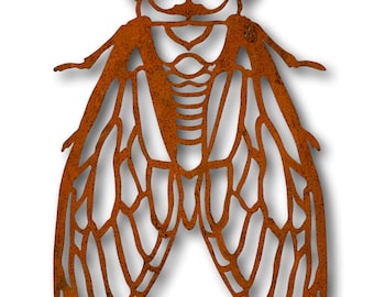 Rustic Cicada Wall Art Laser Cut Metal Art - House Garden porch Patio Deck Outdoor Home Living Decor Wall Hanging Australiana