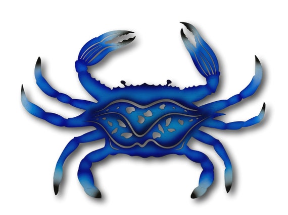 Large Blue Crab Wall Art Laser Cut Metal Art Nautical Ocean Sea