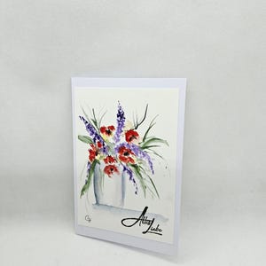 Aquarell Klappkarte  Blumenstrauß Handgearbeitet Original