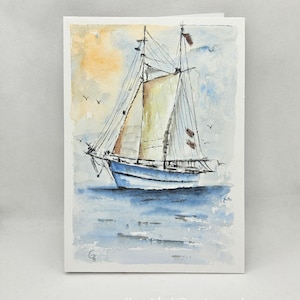 Aquarell, original, Maritim, Segelboot, Kutter, Boot, Unikat, Bild, Wanddeko, kein Druck