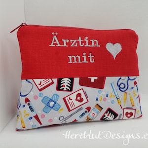 Ärztin mit Herz -Kosmetiktäschchen, Utensilo, Organizer