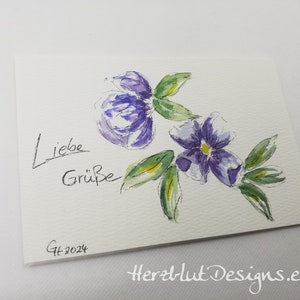 3 er Set Aquarell, original, Karte Ostern, Blume , Unikat, kein Druck