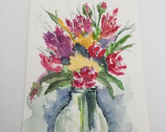 Kleines Aquarell, original, Ostern, Blume , Unikat, kein Druck