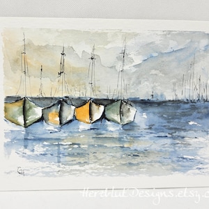 Aquarell, original, Maritim, Segelboote, Kutter, Boote, Unikat, kein Druck