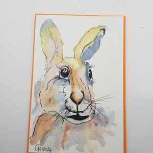 handgemachte Aquarell, Klappkarte, Original, unikat, Hase Ostern Osterhase, kein Druck