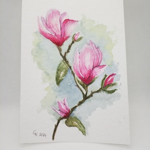 Aquarell, original, Magnolie, Unikat, kein Druck Bild 1