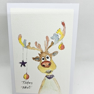 Aquarell Weihnachts Klappkarte Handgearbeitet Original