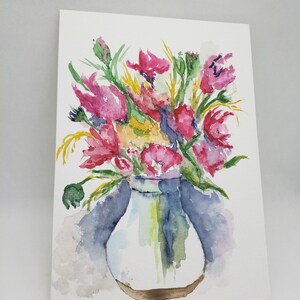 Aquarell, original, Ostern, Blumenstrauß, Unikat, kein Druck Bild 2