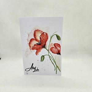 Aquarell, original, Klappkarte, Mohnbllume, Alles Liebe